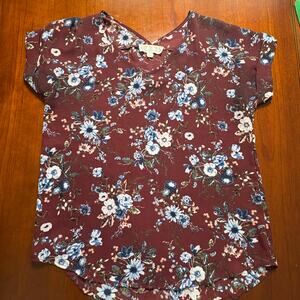 Pink Rose Burgundy Top Size Small